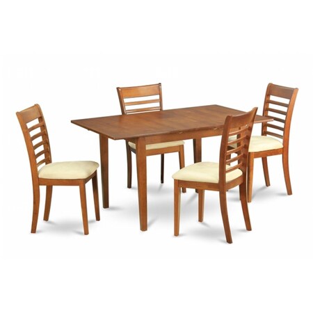 East West Furniture 5 Piece Small Kitchen Table Set- Tables and 4 Dining Room Chairs MILA5-SBR-C